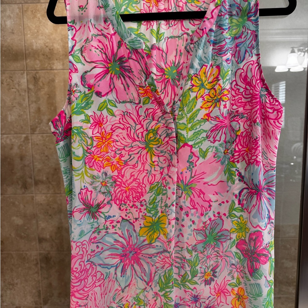 Lilly Pulitzer Floral Sleeveless Top - Pink, Green, Blue